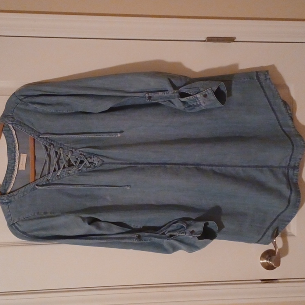Altar'd State Distressed Chambray Denim Dress